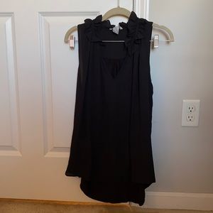 Gorgeous flutter neck blouse, black medium